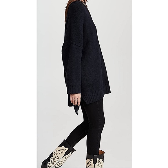 Free People Peaches Tunic Sweater Pullover Black Combo $148 NWT - Picture 4 of 15